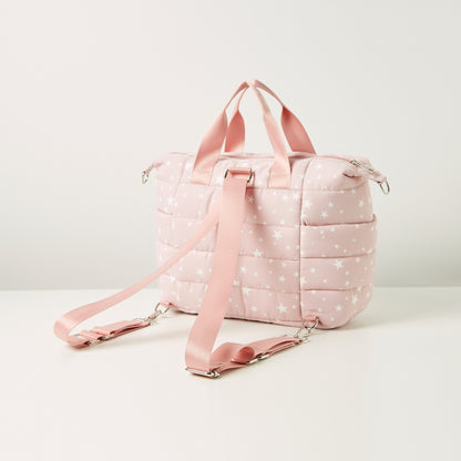 Giggles All-Over Star Print Padded Diaper Bag with Changing Mat