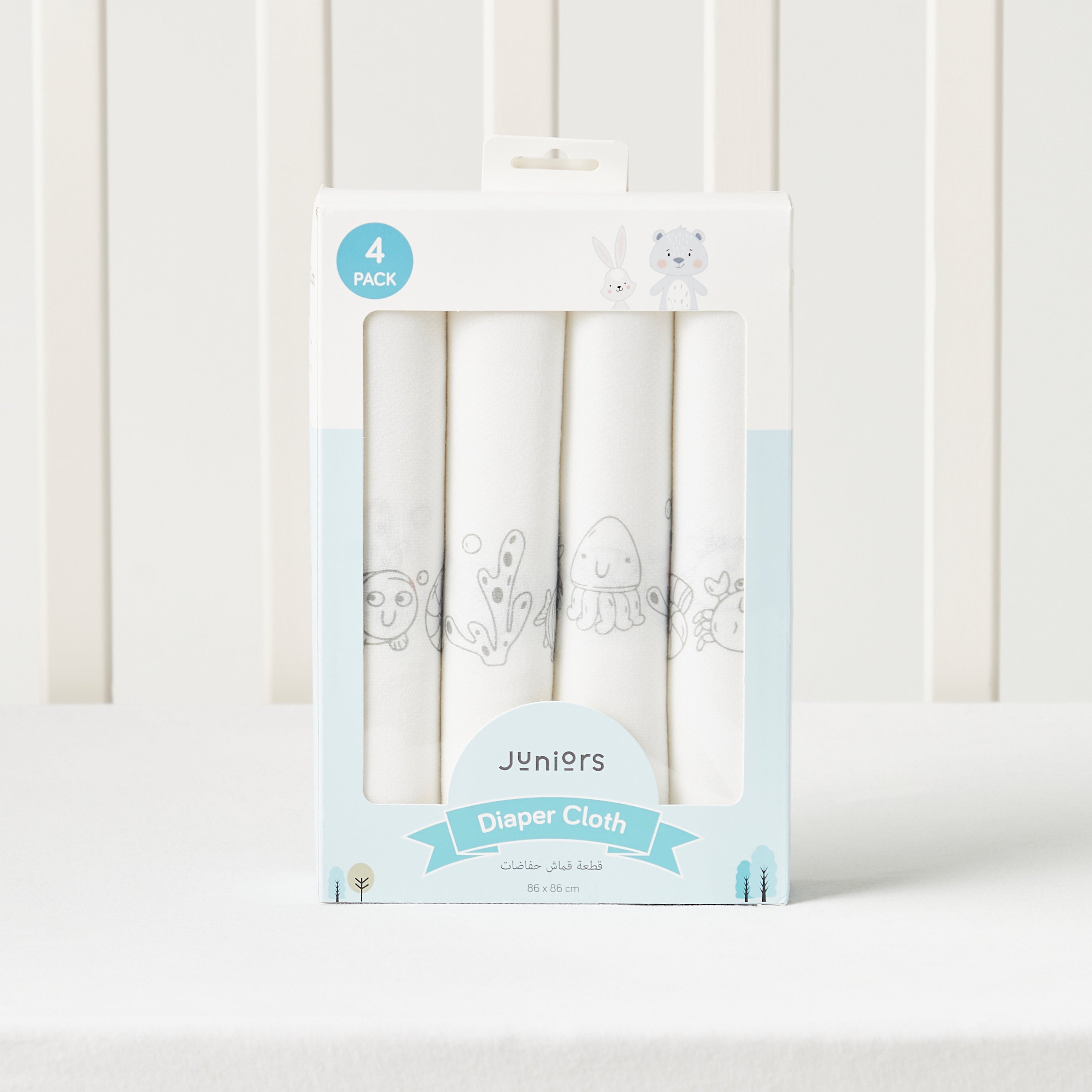 Juniors 4-Piece Printed Swaddle Wrap Set - 86x86 cm