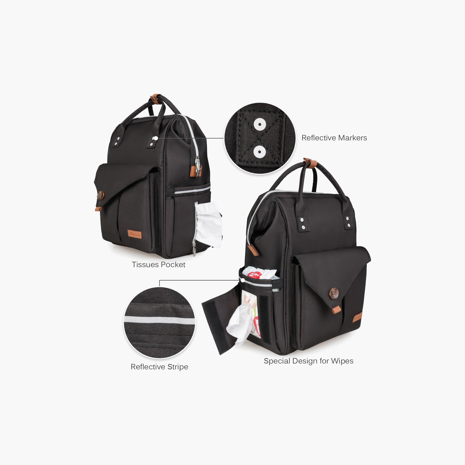 Alameda Multifunction Diaper Backpack, Black - XXL