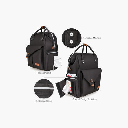 Alameda Multifunction Diaper Backpack, Black - XXL