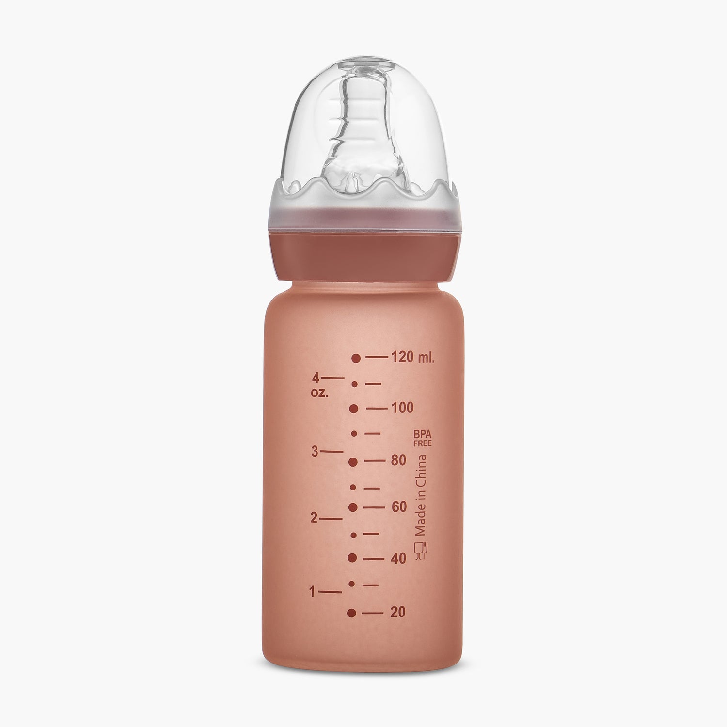 Giggles Printed Glass Feeding Bottle with Cap - 120 ml
