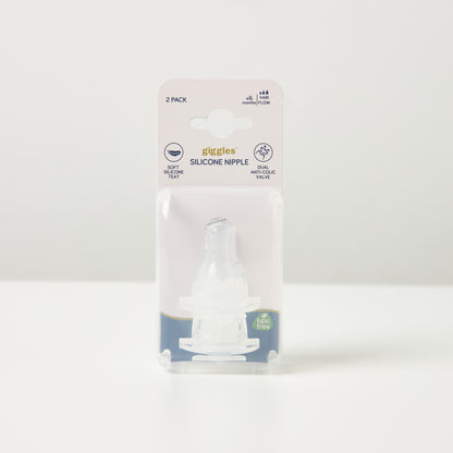 Giggles Variable Flow Silicone Anti-Colic Teat - Pack of 2
