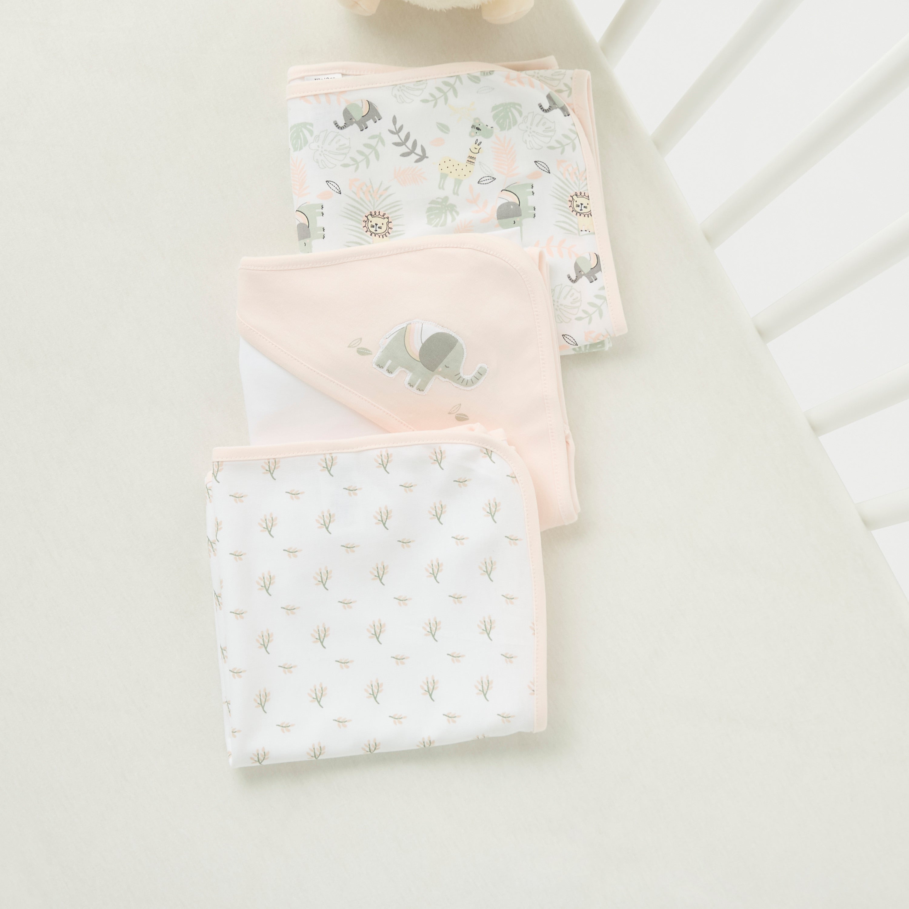 Juniors Printed Receiving Blanket with Hood - Set of 3