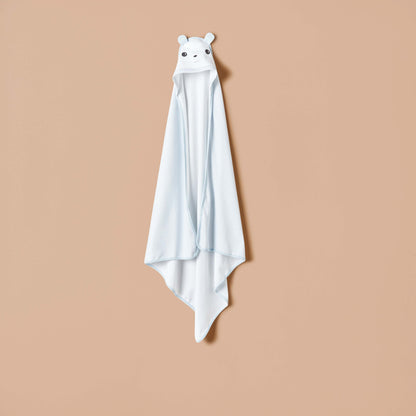 Juniors Bear Applique Receiving Blanket with Hood - 80x80 cm - HomeBabyNurseryBlankets &amp; SwaddlesReceiving Blankets