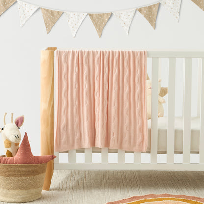Giggles Cable Knitted Throw - 80x100 cm