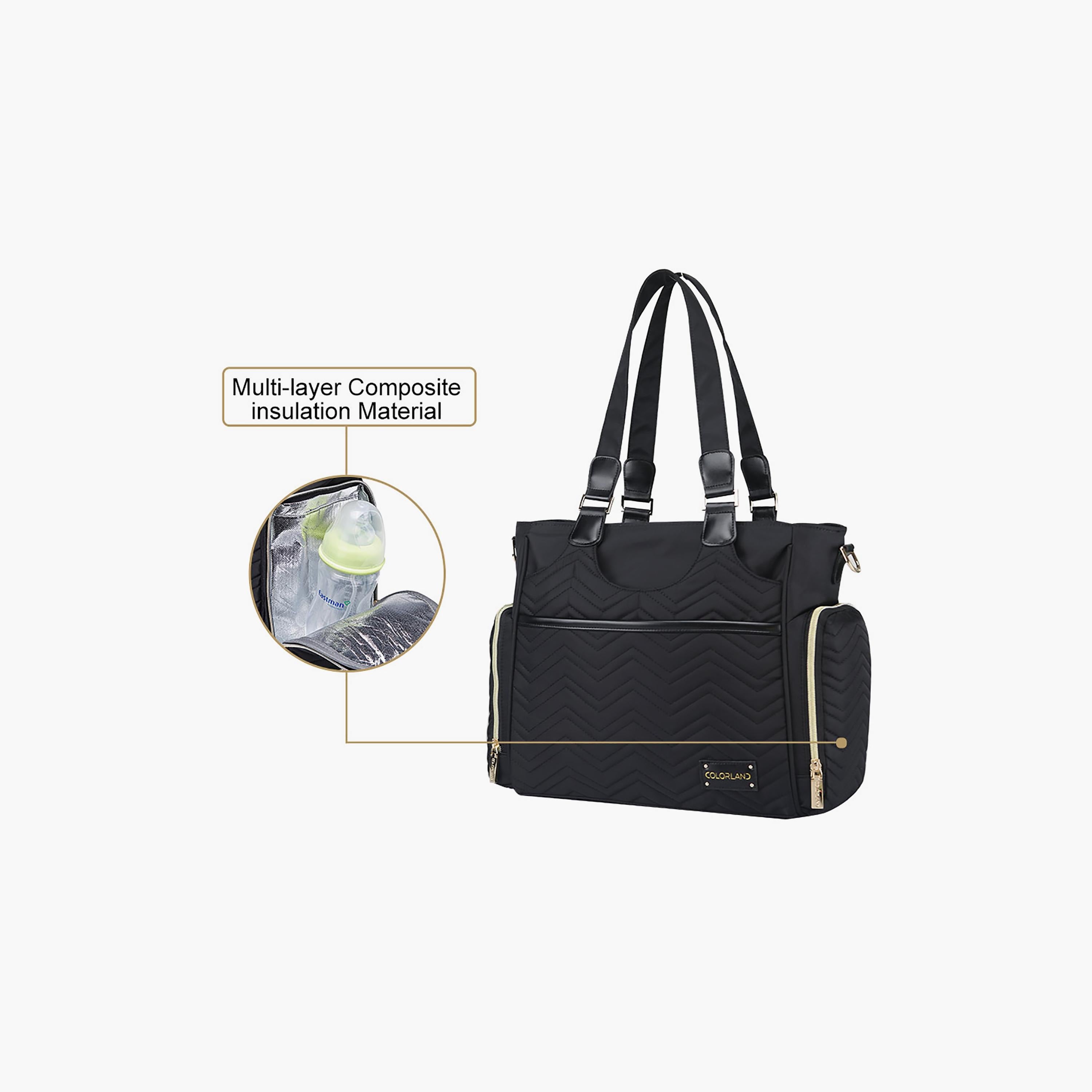 Little Story Matilda Diaper Bag, Black