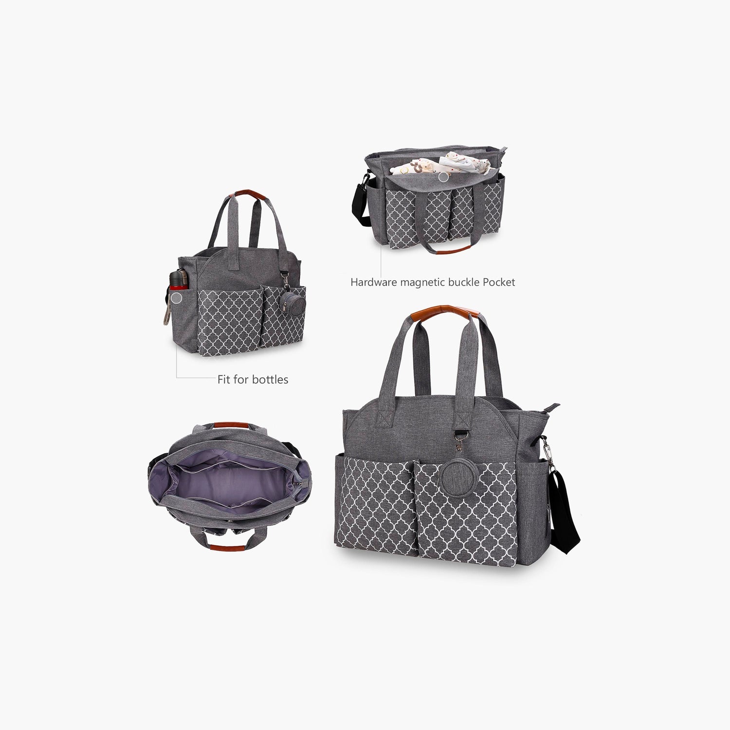 Little Story Signature Diaper Bag, Grey