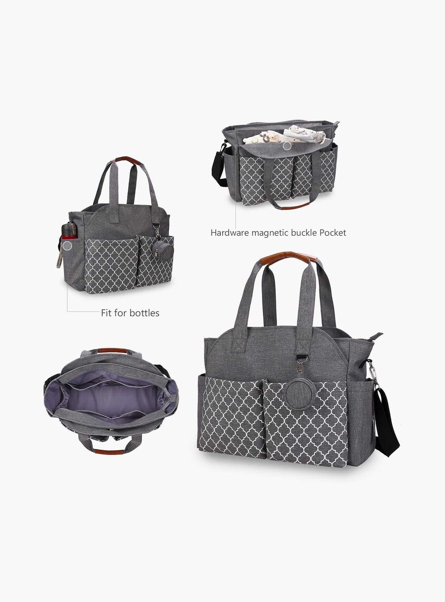 Little Story Signature Diaper Bag, Grey-baby-gear-diaperbags-image-2