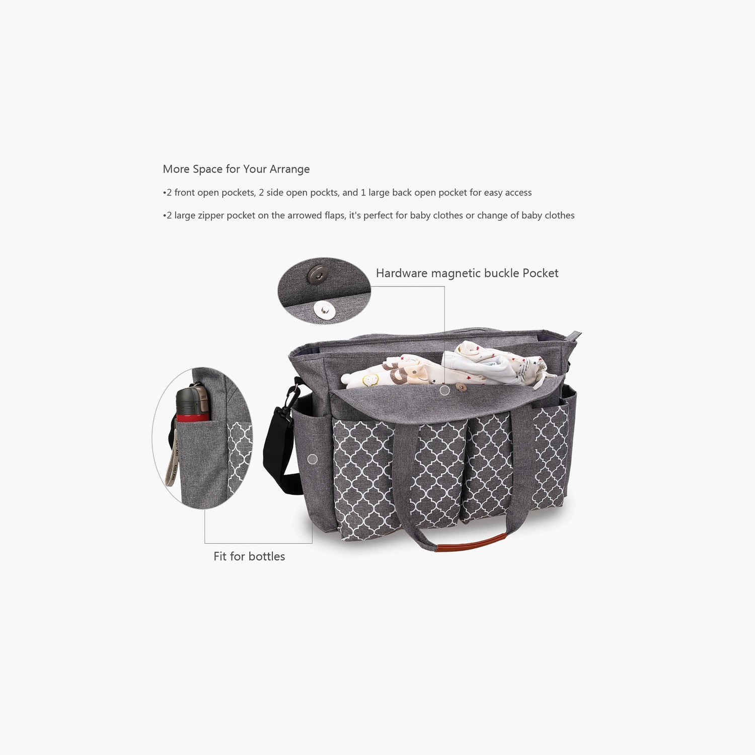 Little Story Signature Diaper Bag, Grey