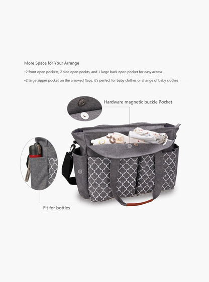 Little Story Signature Diaper Bag, Grey-baby-gear-diaperbags-image-3