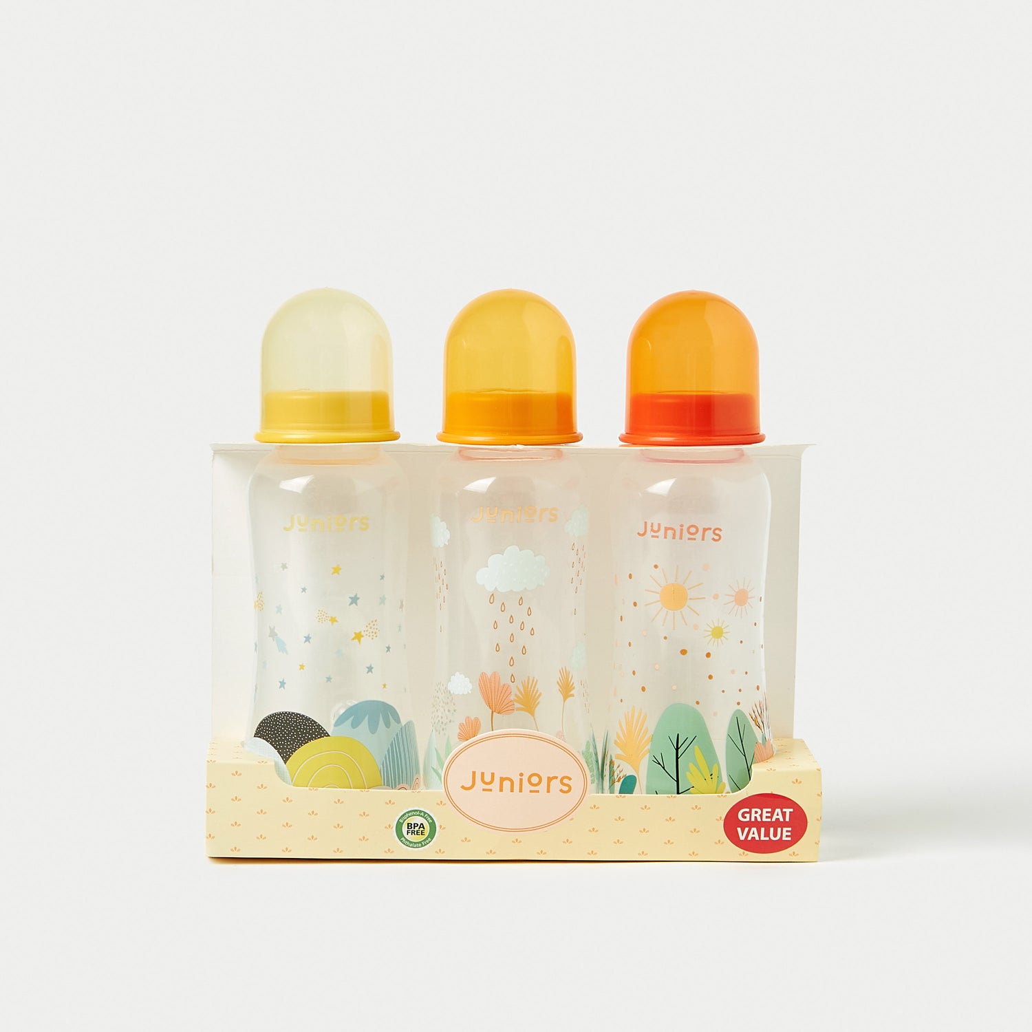 Juniors 3-Piece Space Print Feeding Bottle Set - 250 ml