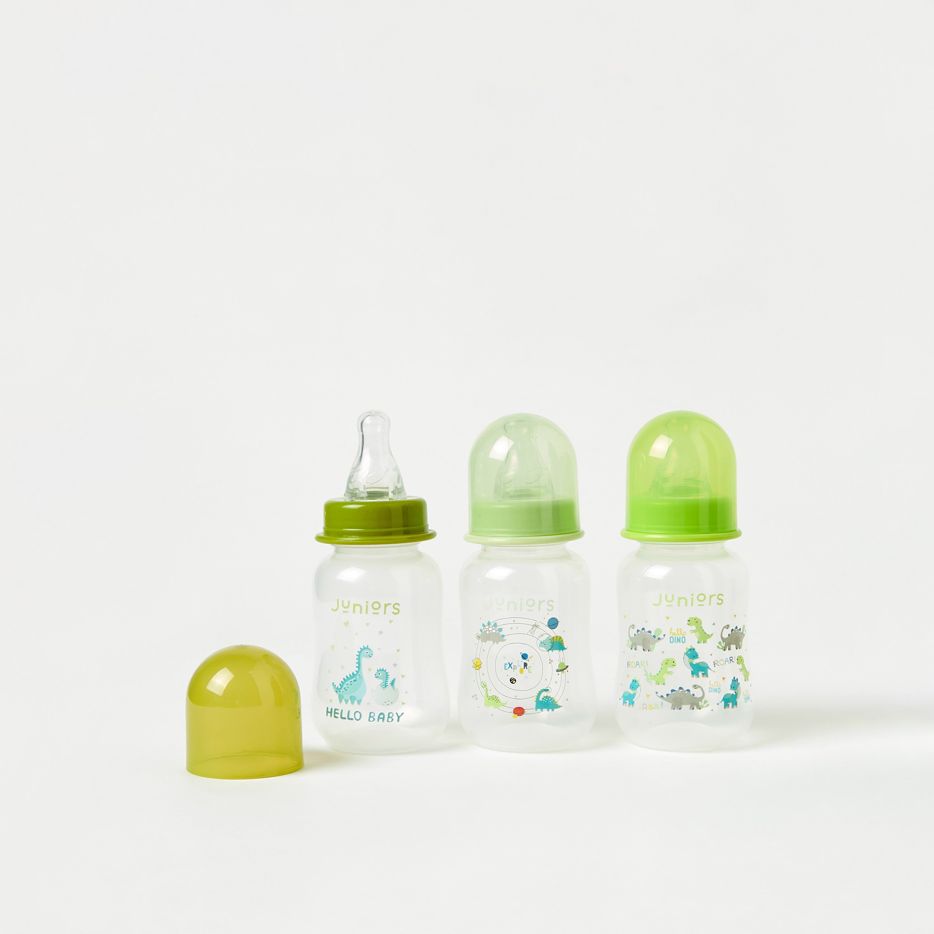 Juniors 3-Piece Dinosaur Print Feeding Bottle Set - 120 ml
