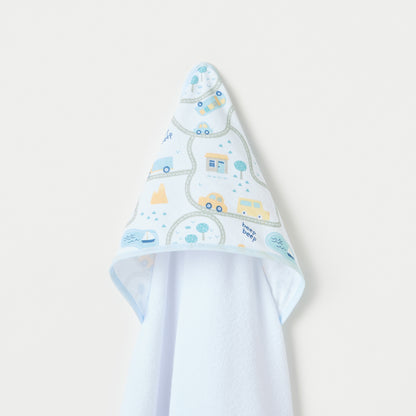 Juniors 3-Piece Car Print Hooded Towel Set - 76x76 cm