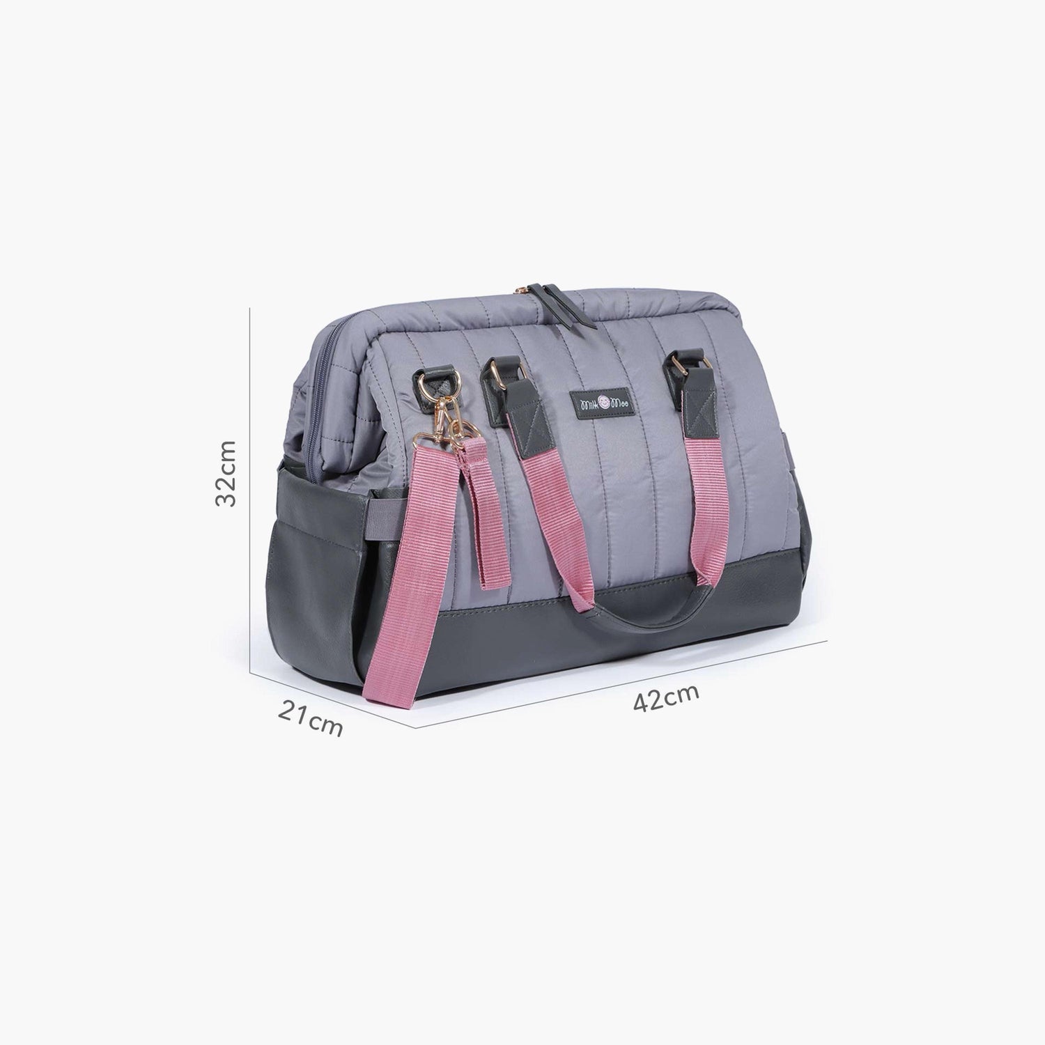 Milk&amp;Moo Quilted Diaper Bag, Dark Gray