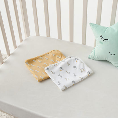 Juniors Giraffe Print 2-Piece Receiving Blanket Set - 70x70 cm