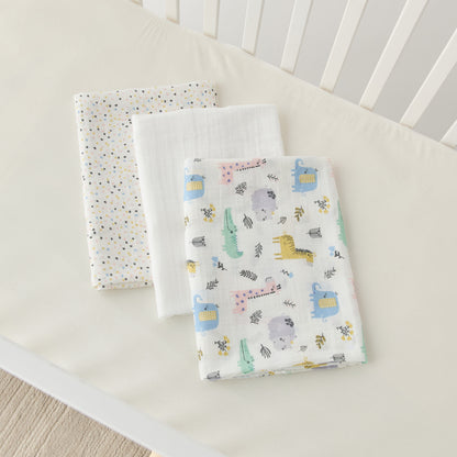Juniors Printed Muslin Swaddle Blankets - Set of 3