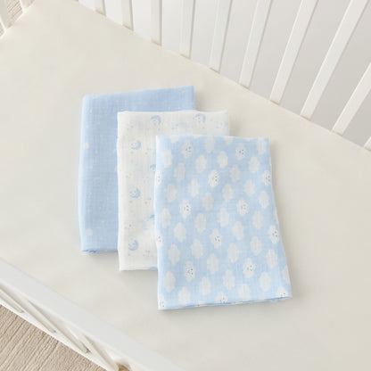 Juniors Printed Muslin Swaddle Blankets - Set of 3