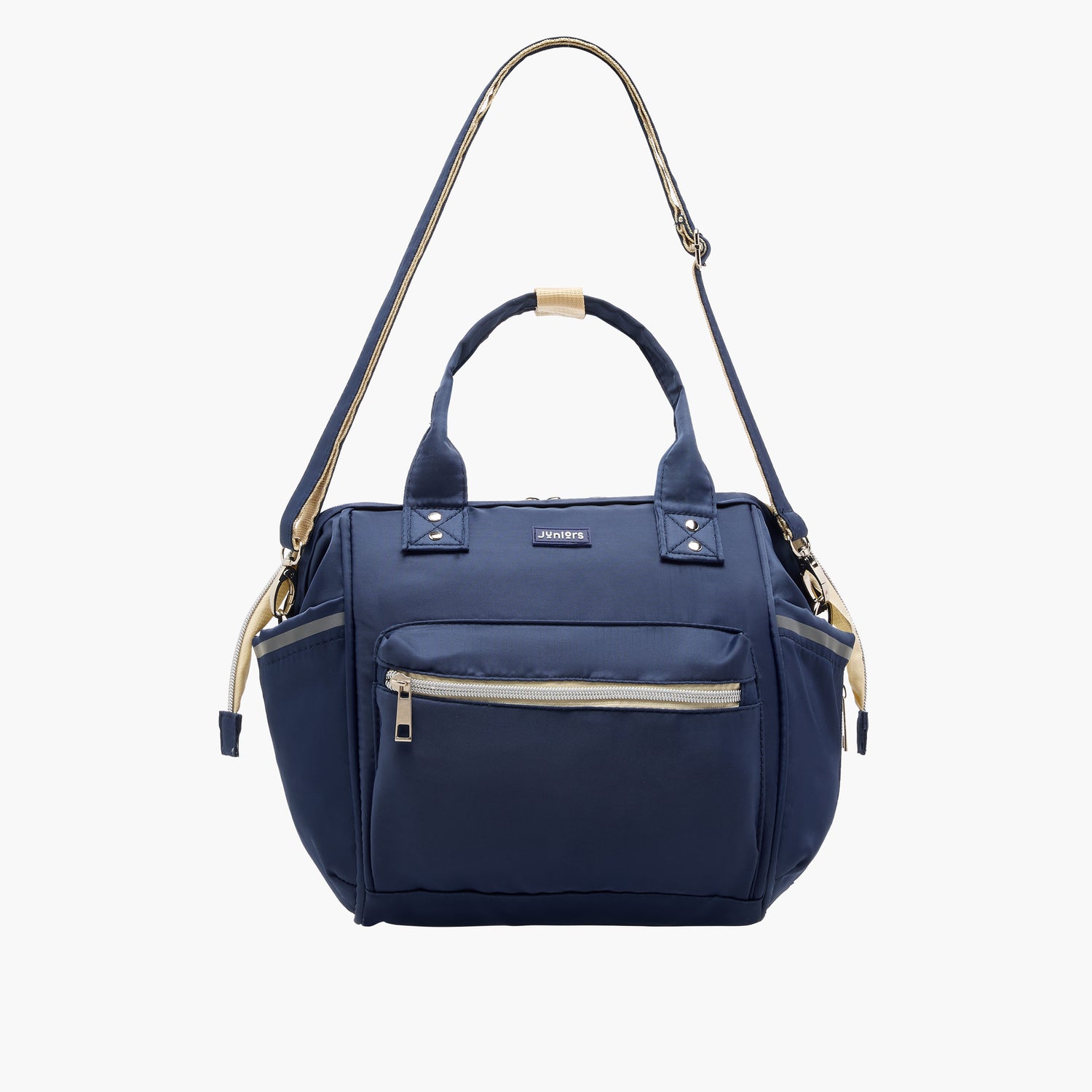 Juniors Solid Diaper Bag with Double Handle and Zip Closure - Blue