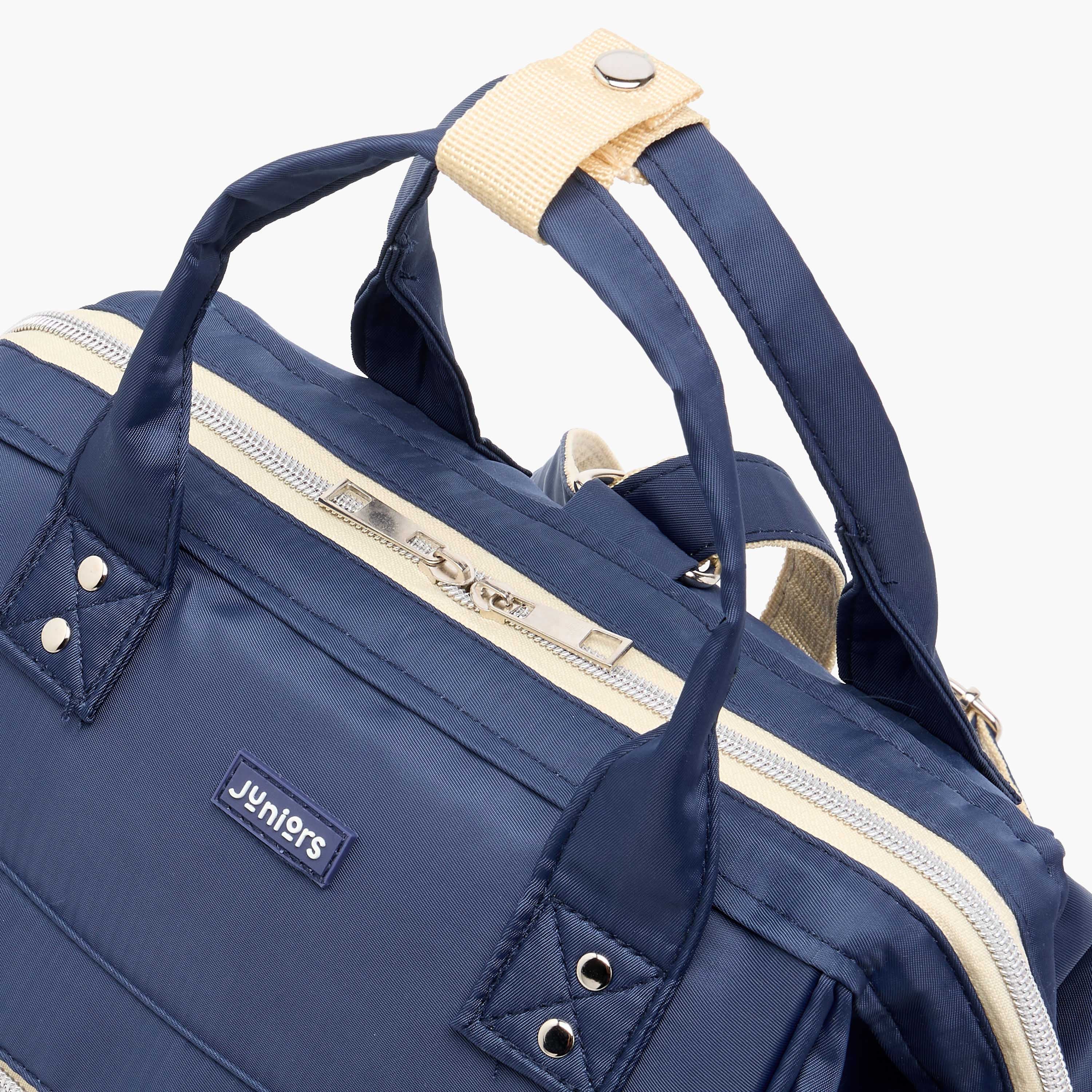 Juniors Solid Diaper Bag with Double Handle and Zip Closure