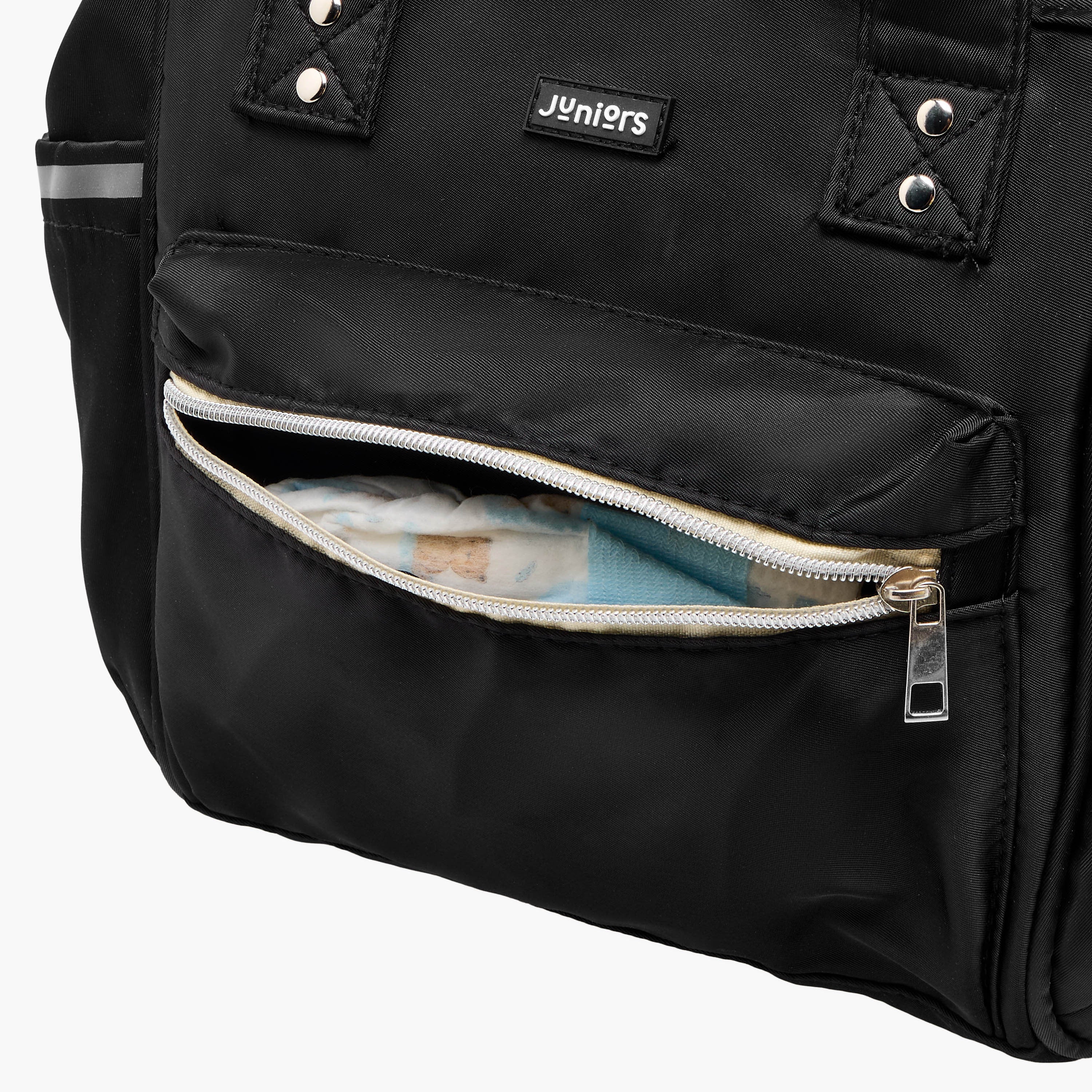 Juniors Logo Detail Diaper Bag with Double Handles and Zip Closure