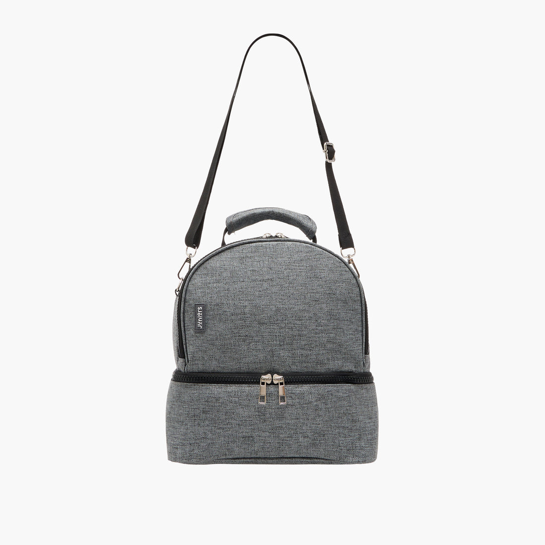 Juniors Solid Diaper Bag with Adjustable Straps and Zip Closure - Grey