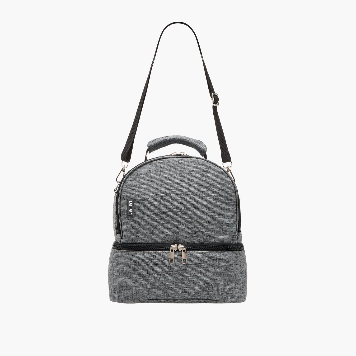 Juniors Solid Diaper Bag with Adjustable Straps and Zip Closure - Grey