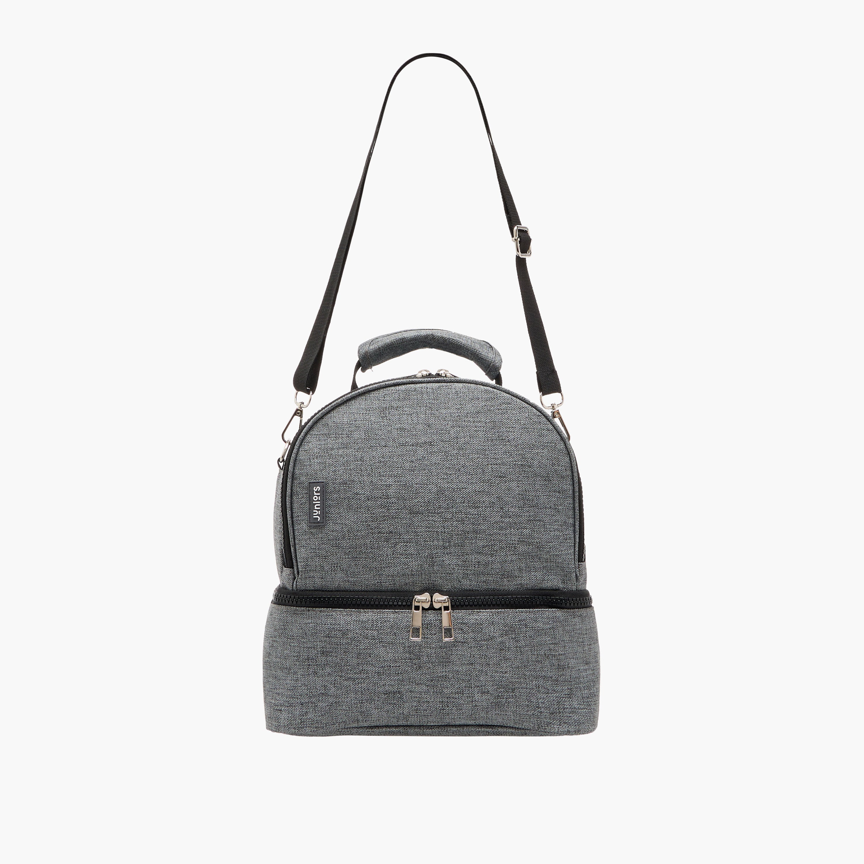 Juniors Solid Diaper Bag with Adjustable Straps and Zip Closure - Grey