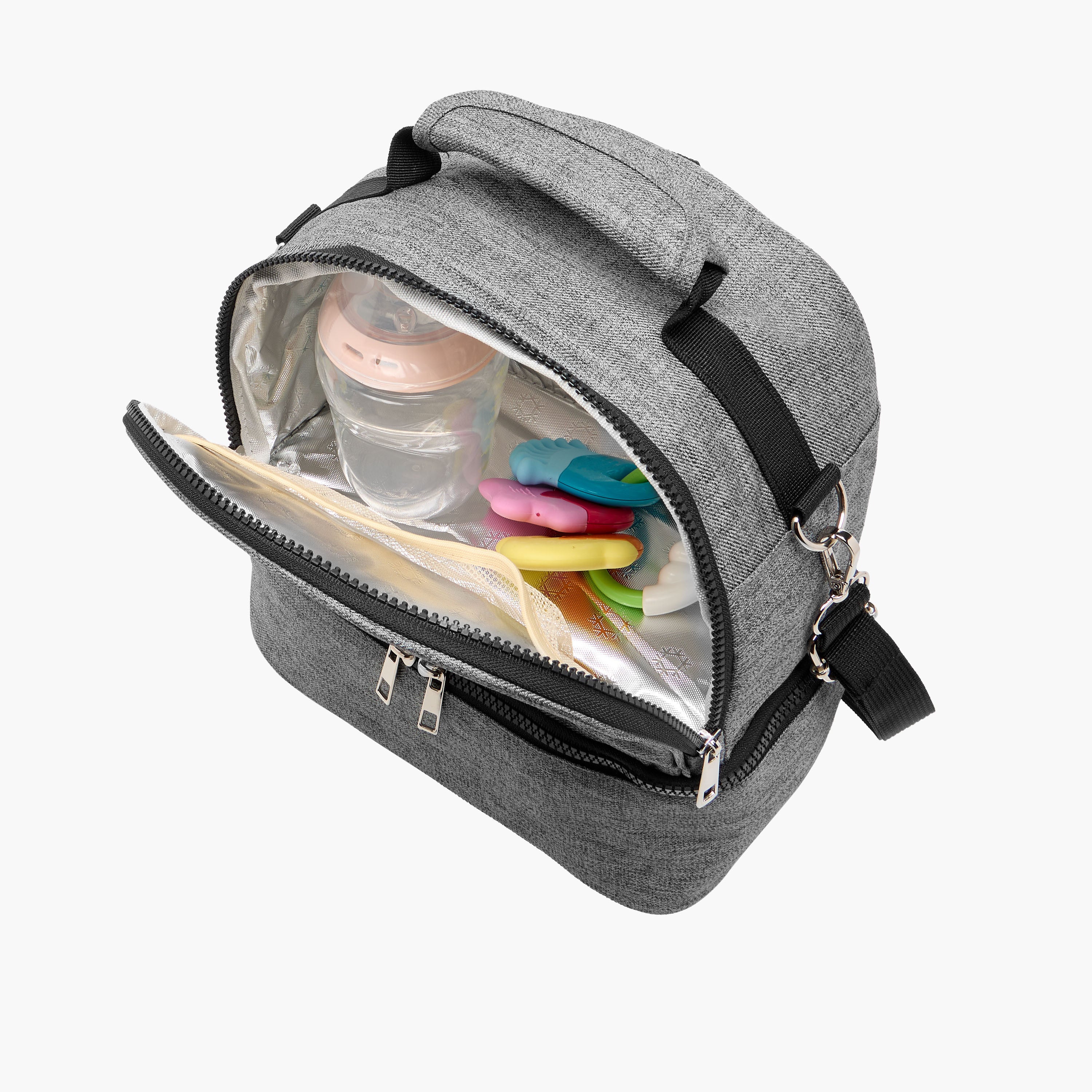 Juniors Solid Diaper Bag with Adjustable Straps and Zip Closure