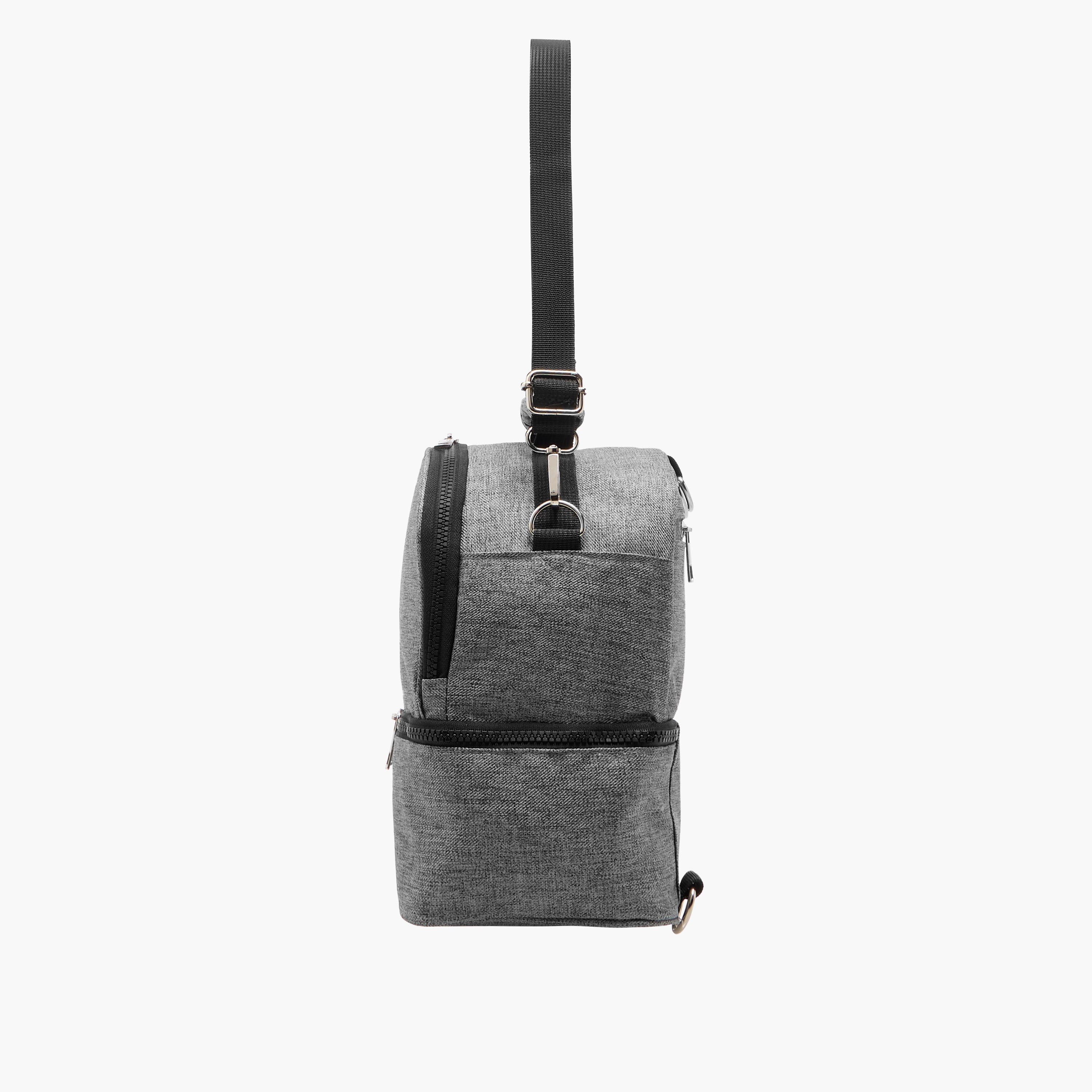 Juniors Solid Diaper Bag with Adjustable Straps and Zip Closure