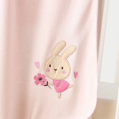 Juniors Waffle Textured Bunny Applique Receiving Blanket- 76x102 cm