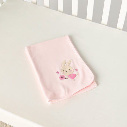 Juniors Waffle Textured Bunny Applique Receiving Blanket- 76x102 cm