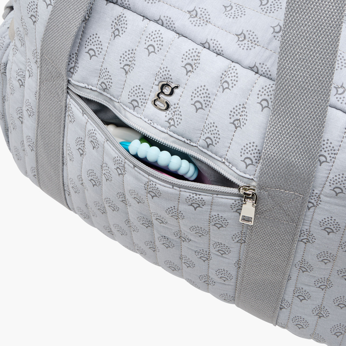 Giggles Quilted Diaper Bag with Double Handle and Zip Closure