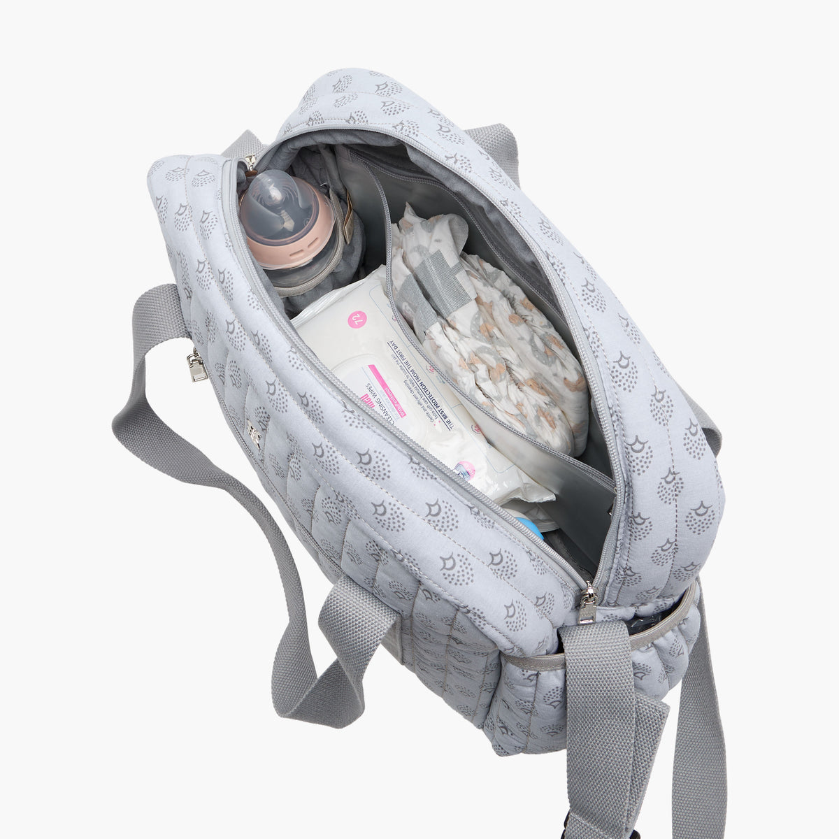 Giggles Quilted Diaper Bag with Double Handle and Zip Closure
