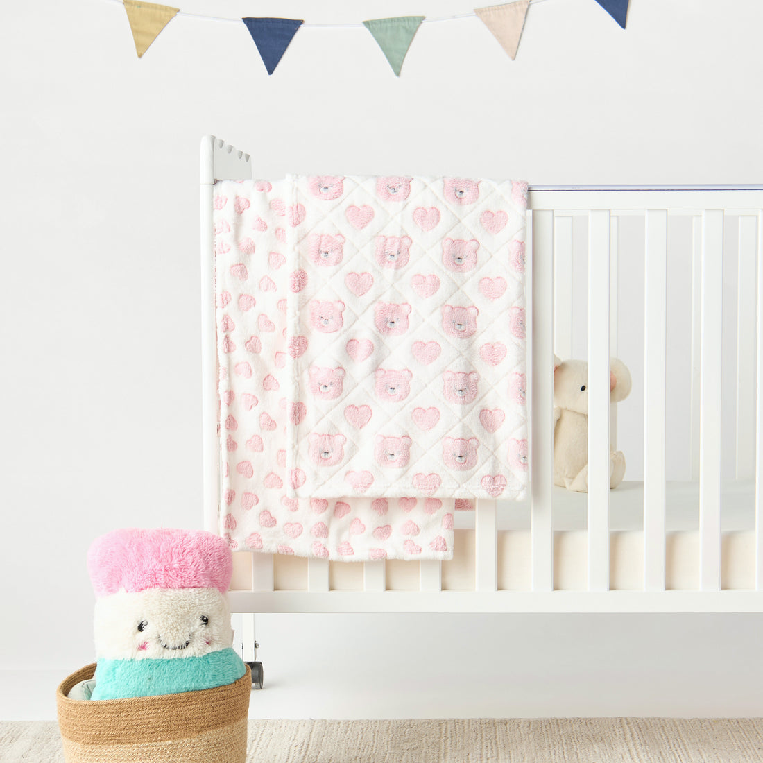 Juniors 2-Piece All-Over Bear Detail Fleece Blanket Set - 76x102 cm - HomeBabyNurseryBlankets &amp; SwaddlesBlankets &amp; Quilts