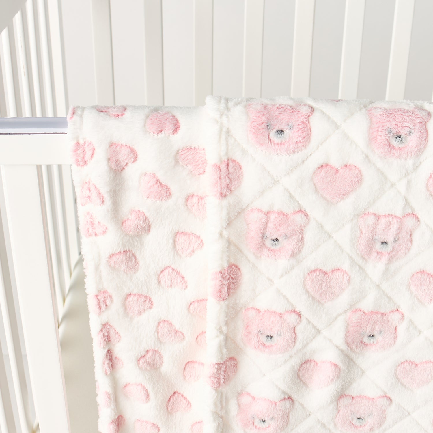 Juniors 2-Piece All-Over Bear Detail Fleece Blanket Set - 76x102 cm