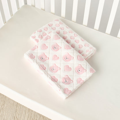 Juniors 2-Piece All-Over Bear Detail Fleece Blanket Set - 76x102 cm