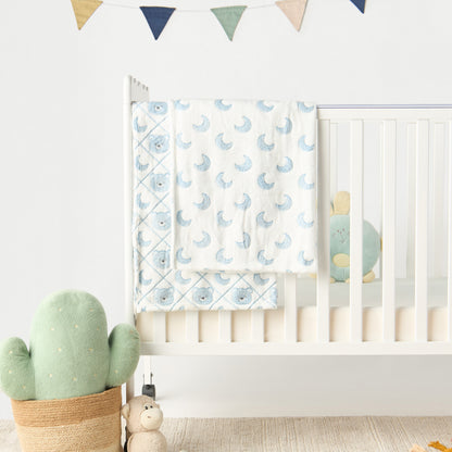 Juniors 2-Piece All-Over Moon Detail Fleece Blanket Set - 76x102 cm - HomeBabyNurseryBlankets &amp; SwaddlesBlankets &amp; Quilts