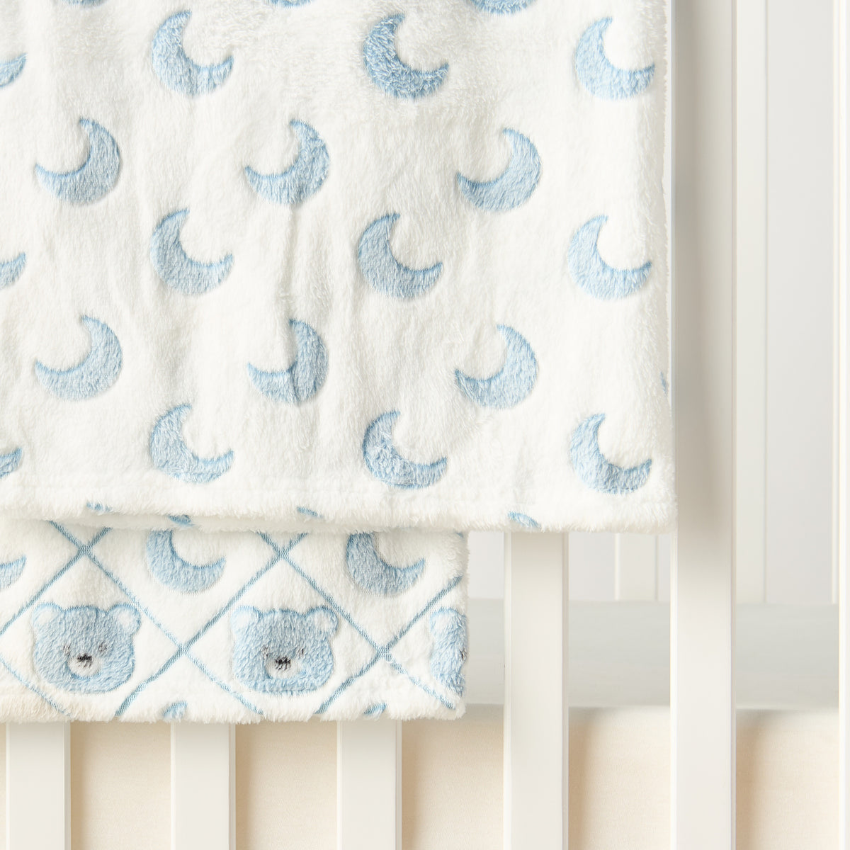 Juniors 2-Piece All-Over Moon Detail Fleece Blanket Set - 76x102 cm