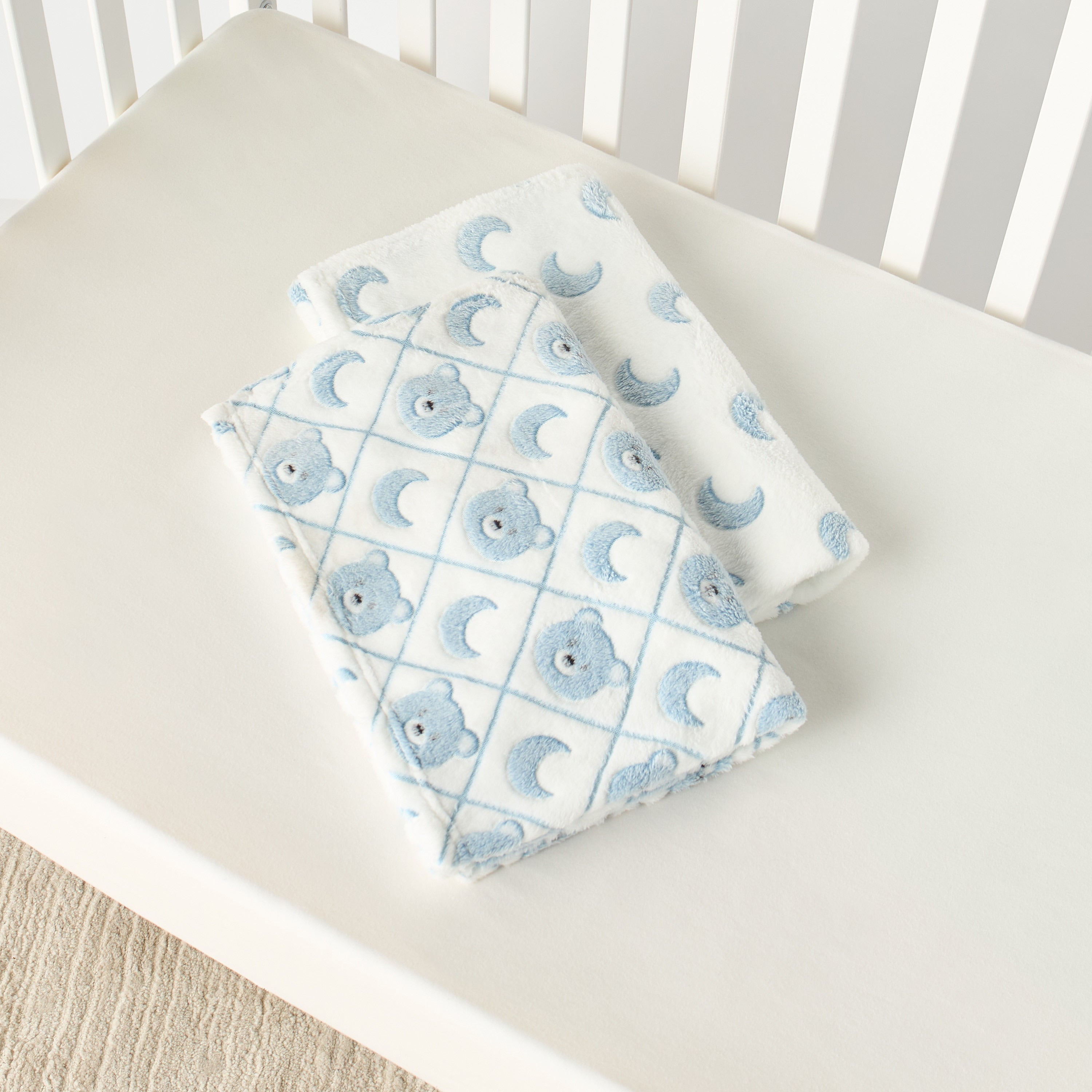 Juniors 2-Piece All-Over Moon Detail Fleece Blanket Set - 76x102 cm