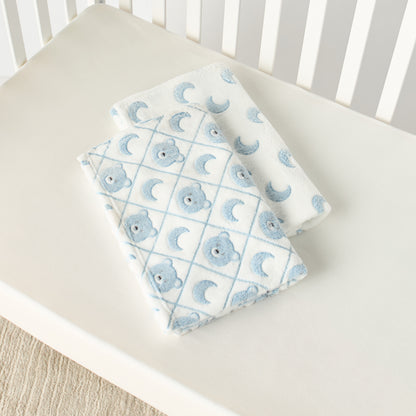 Juniors 2-Piece All-Over Moon Detail Fleece Blanket Set - 76x102 cm