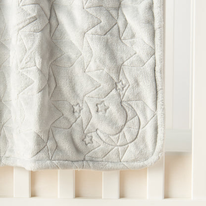 Juniors Star and Moon Embroidered Raschel Blanket - 76x102 cm
