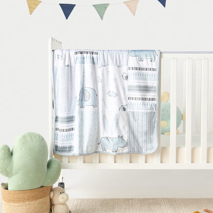 Juniors Patchwork Print Sherpa Raschel Blanket - 76x102 cm - HomeBabyNurseryBlankets &amp; SwaddlesBlankets &amp; Quilts