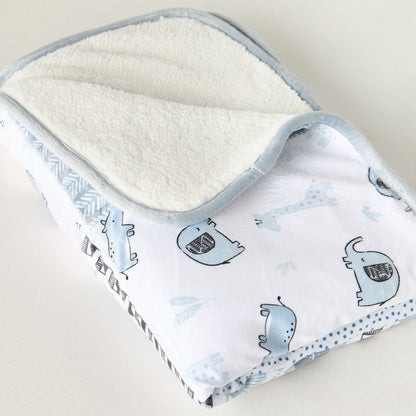 Juniors Patchwork Print Sherpa Raschel Blanket - 76x102 cm