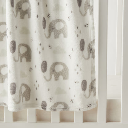 Juniors Elephant Print Coral Fleece Raschel Blanket - 76x102 cm