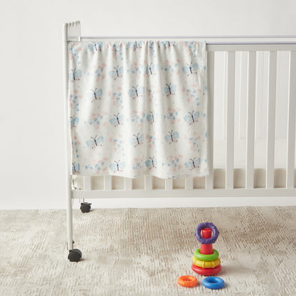 Juniors Butterfly Print Fleece Raschel Blanket - 76x102 cm - HomeBabyNurseryBlankets &amp; SwaddlesBlankets &amp; Quilts