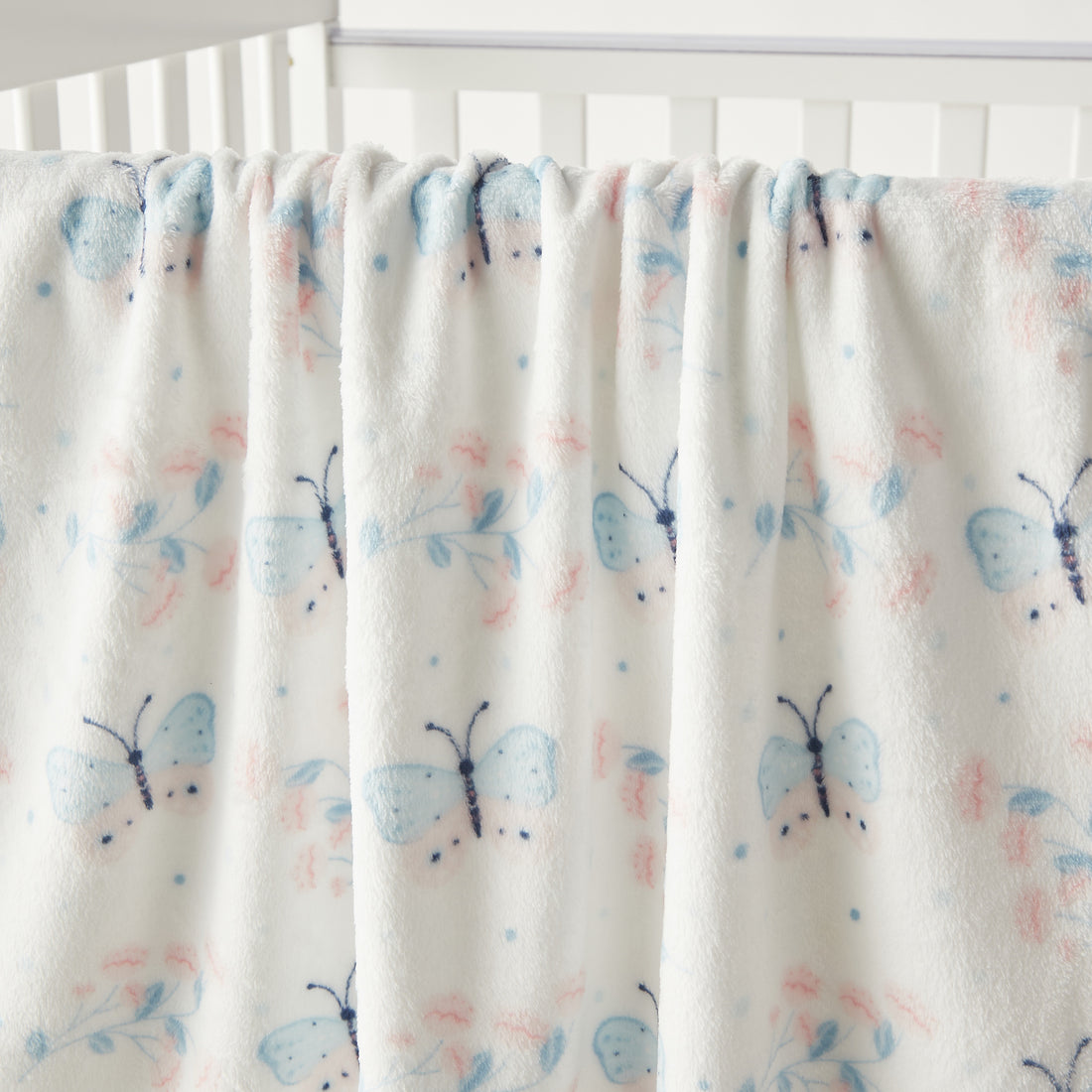 Juniors Butterfly Print Fleece Raschel Blanket - 76x102 cm