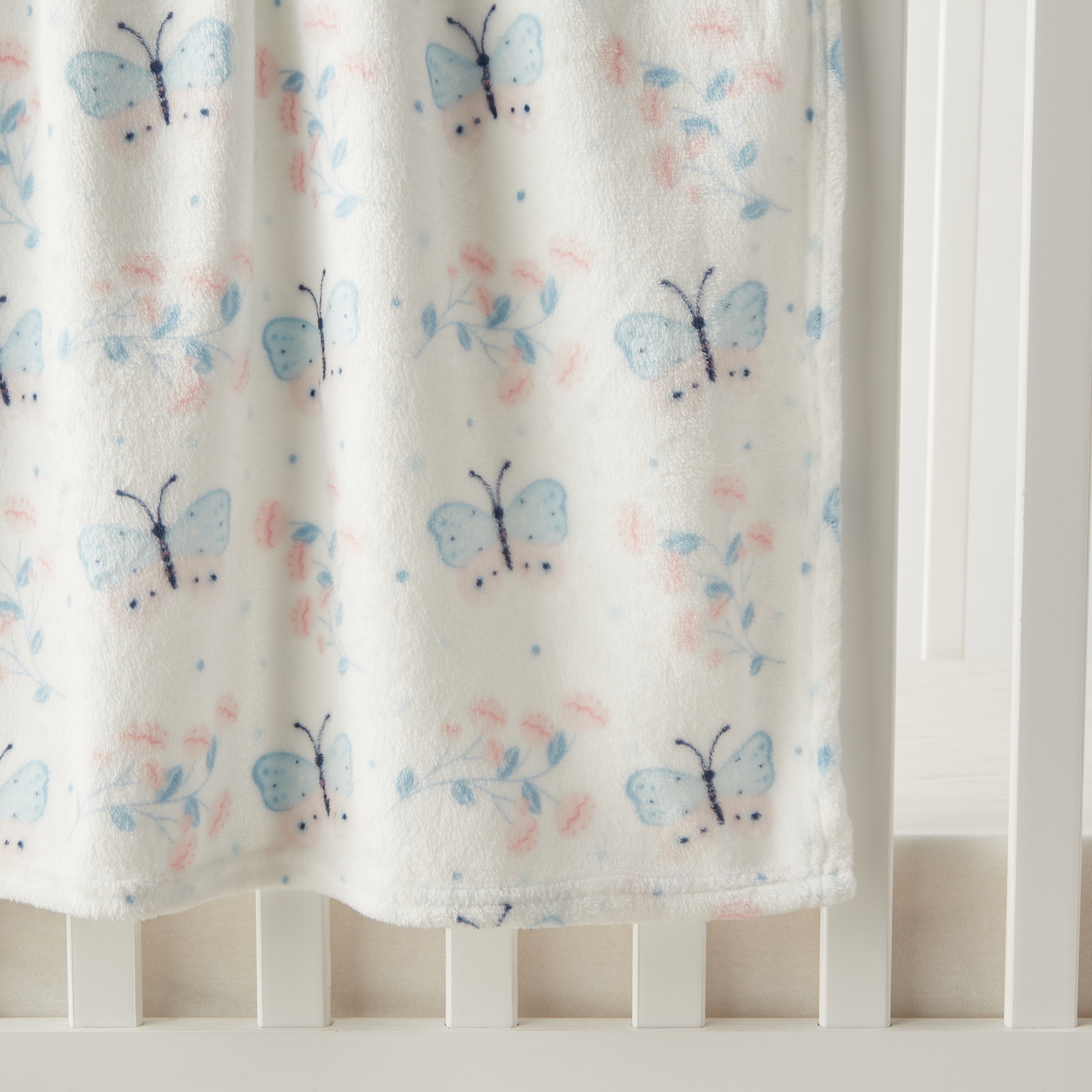 Juniors Butterfly Print Fleece Raschel Blanket - 76x102 cm