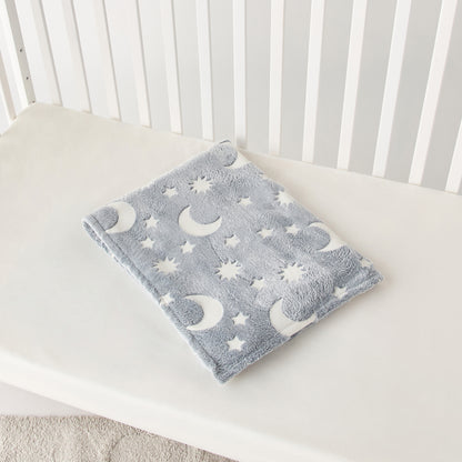 Juniors Star and Moon Textured Glow-in-the-Dark Raschel Blanket - 100x150 cm