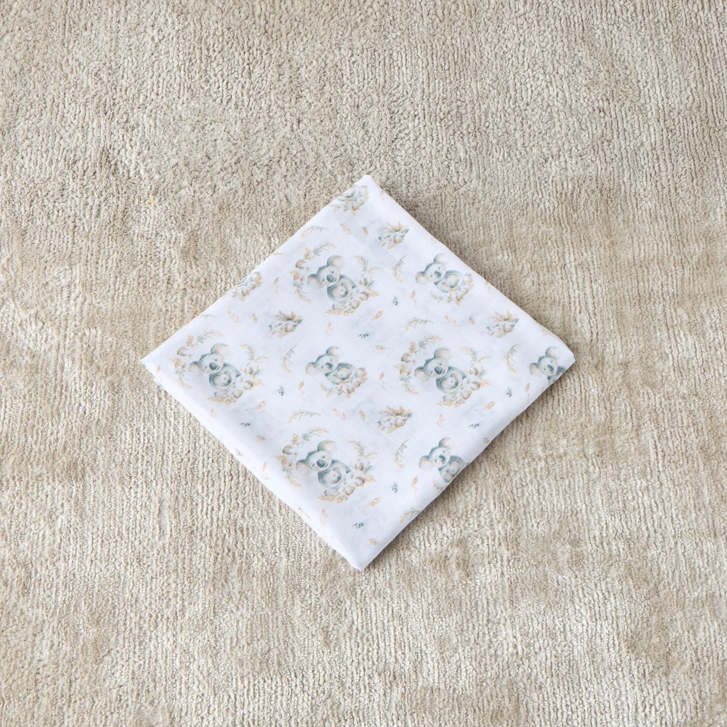 Giggles Koala Print Swaddle Blanket - 120x120 cm