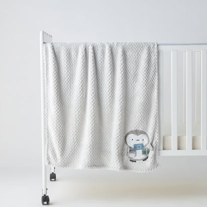 Juniors Penguin Applique Waffle Textured Raschel Blanket - 80x110 cm - HomeBabyNurseryBlankets &amp; SwaddlesBlankets &amp; Quilts